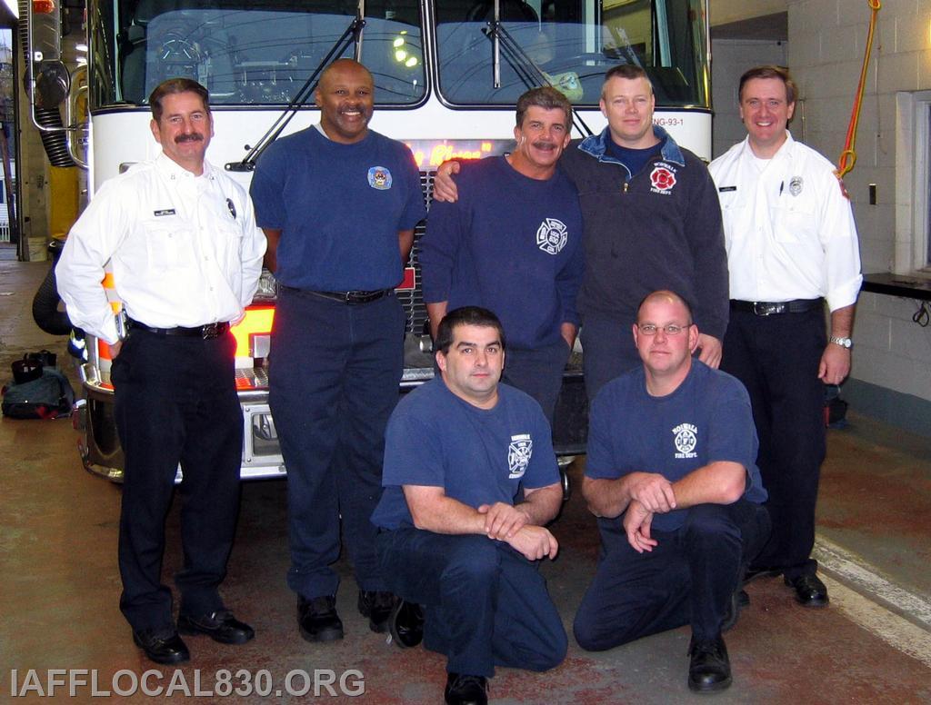 Platoon 3 10/25/2005:
Capt Bill Strenger, FF Broderick Sawyer, FF James McNeill, FF Scott Rywolt, LT Ed McCabe
Kneeling: FF Nick Giancaspro, FF Mike Sniffin